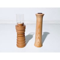 Wooden Pair Of A Candle Holder & Flower Vase/Scandinavian Home Decor von CleaningOutOurChaos