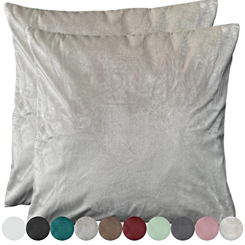 2er Pack Samt Kissenbezug Kissenhülle Set Sofakissen Samtkissen Dekorative Dekokissen Couchkissen Zierkissen Sofakissenbezug Kissen Bezug Hülle Bezüge Wohnzimmer (40x40cm, Hellbraun) von Cleanlevel EST 2016