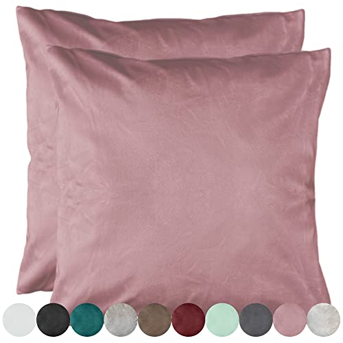 2er Pack Samt Kissenbezug Kissenhülle Set Sofakissen Samtkissen Dekorative Dekokissen Couchkissen Zierkissen Sofakissenbezug Kissen Bezug Hülle Bezüge Wohnzimmer (50x50cm, Altrose) von Cleanlevel EST 2016