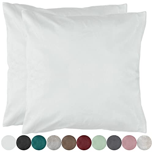 Cleanlevel EST 2016 2er Pack Samt Kissenbezug Kissenhülle Set Sofakissen Samtkissen Dekokissen Couchkissen Zierkissen Sofakissenbezug Kissen Wohnzimmer (40x40cm, Weiß) von Cleanlevel EST 2016