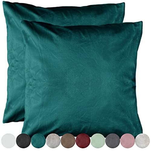 Cleanlevel EST 2016 2er Pack Samt Kissenbezug Kissenhülle Set Sofakissen Samtkissen Dekorative Dekokissen Couchkissen Zierkissen Sofakissenbezug Wohnzimmer (50x50cm, Petrol) von Cleanlevel EST 2016