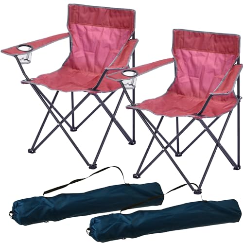 Cleanlevel EST 2016 Campingstuhl Strandstuhl 2 Stück faltbar mit Getränkehalter Faltstuhl Sonnenstuhl Klappstuhl Anglerstuhl Gartenstuhl Stuhl Angelstuhl Balkon Garten (Beere 2 x) von Cleanlevel EST 2016