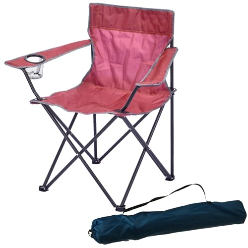 Cleanlevel EST 2016 Campingstuhl Strandstuhl faltbar mit Getränkehalter Faltstuhl Sonnenstuhl Klappstuhl Anglerstuhl Gartenstuhl Stuhl Angelstuhl Polyester Balkon Garten (Beere 1 x) von Cleanlevel EST 2016