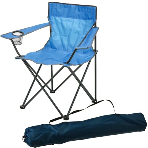 Cleanlevel EST 2016 Campingstuhl Strandstuhl faltbar mit Getränkehalter Faltstuhl Sonnenstuhl Klappstuhl Anglerstuhl Gartenstuhl Stuhl Angelstuhl Polyester Balkon Garten (Blau 1 x) von Cleanlevel EST 2016