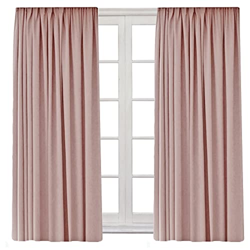 Cleanlevel EST 2016 Vorhänge Verdunkelungsvorhänge 140x245cm Gardine Blickdicht - Kräuselband Gardinen Verdunkelung Vorhang Verdunkelungsgardine Wohnzimmer Schlafzimmer Kälteschutz (2, Altrosa) von Cleanlevel EST 2016