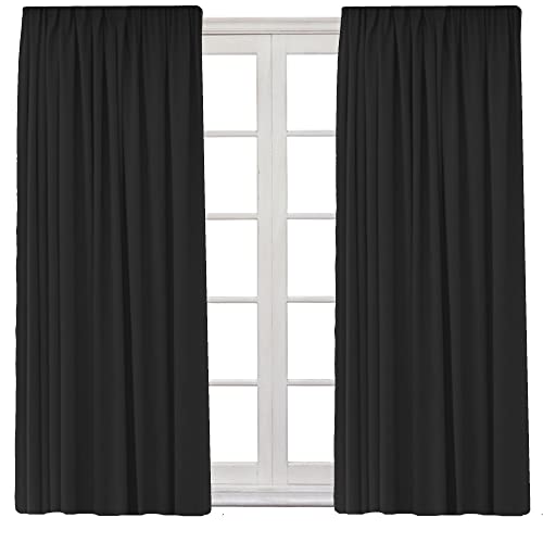 2 Stück Vorhänge Verdunkelungsvorhänge 140x245cm Gardine Blickdicht - Kräuselband Gardinen Verdunkelung Vorhang Verdunkelungsgardine Wohnzimmer Schlafzimmer Kälteschutz (2, Schwarz) von Cleanlevel EST 2016