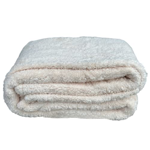 Cleanlevel EST 2016 Kuscheldecke Wohndecke 1,6 kg Tagesdecke Lammflor Optik Sherpa Sofadecke Decke Wendedecke Couchdecke Sofaüberwurf (Creme Uni) von Cleanlevel EST 2016