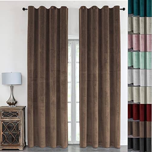 Cleanlevel EST 2016 Samt Vorhänge mit Kräuselband 140x245cm Samtgardinen Samtvorhang Blickdicht Thermo Gardine Schal Wärmeisolierend Wohnzimmer Vorhänge (1, Dunkelbraun) von Cleanlevel EST 2016