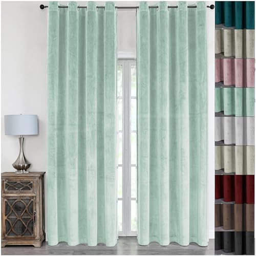 Cleanlevel EST 2016 Samtvorhang mit Ösen 140cm x 245cm Samt Vorhang Blickdicht Thermo Gardine Schal Wärmeisolierend Wohnzimmer Vorhänge (1, Antikgrün) von Cleanlevel EST 2016