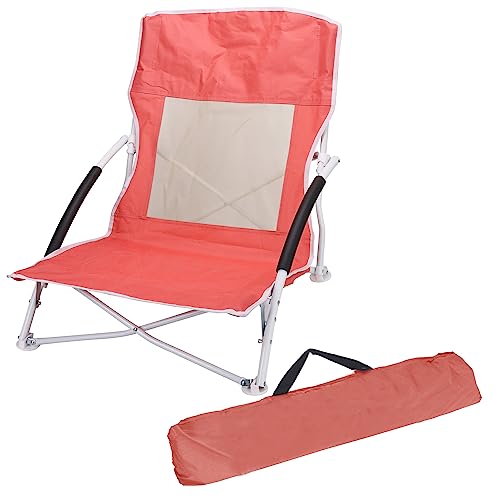 Cleanlevel EST 2016 Strandstuhl Sonnenstuhl Campingstuhl Klappstuhl Liegestuhl - faltbar mit Netzbelüftung bis 110kg Urlaub Liegestuhl Polyester Camping Urlaub Apricot 1 Stück von Cleanlevel EST 2016