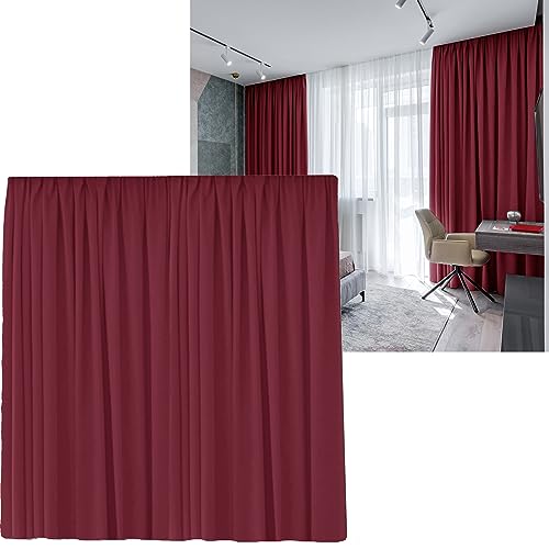 Cleanlevel EST 2016 Vorhänge Vorhang 300cm B x 245cm H Gardine Verdunkelungsvorhang Kräuselband Blickdicht abdunkelnd Thermo Wärmeisolierend Wohnzimmer (Bordeaux Kräuselband) von Cleanlevel EST 2016