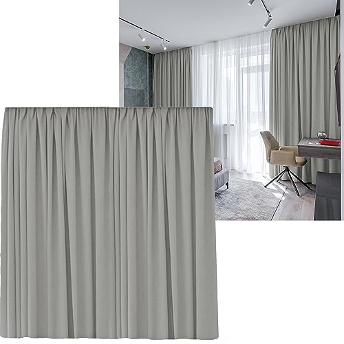 Cleanlevel EST 2016 Vorhänge Vorhang 300cm B x 245cm H Gardine Verdunkelungsvorhang Kräuselband Blickdicht abdunkelnd Thermo Wärmeisolierend Wohnzimmer (Hellgrau Kräuselband) von Cleanlevel EST 2016