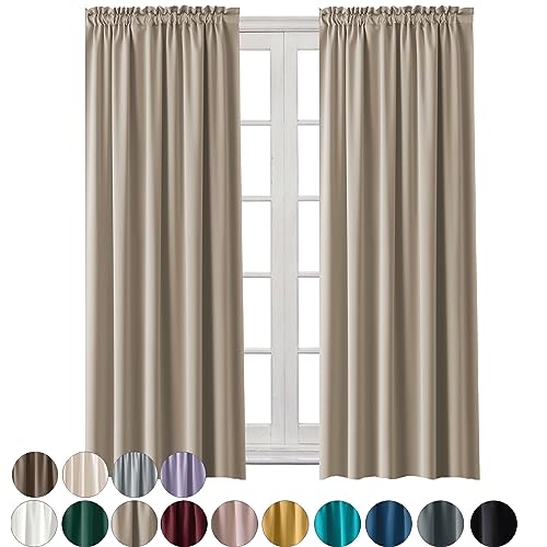 Cleanlevel EST 2016 Vorhang Blickdicht 140x250cm Gardine mit Kräuselband Universalband Wohnzimmer Schal lang für Schlafzimmer Vorhänge (Beige, 2) von Cleanlevel EST 2016