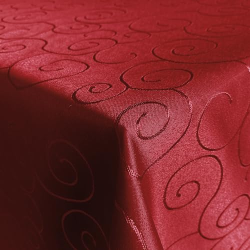 Tischdecke Hochwertig Tischdecken Stofftischdecke Tischtuch Ornamente dunkelrote Tafeldecke Bügelarm Seidenglanz schnelltrocknend Bügelfrei (Rot, Eckig 110x180cm) von Cleanlevel EST 2016