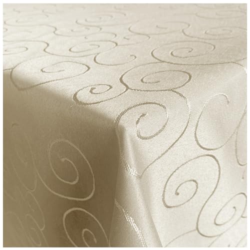 Tischdecke Hochwertig Tischdecken Stofftischdecke Tischtuch Ornamente Tafeldecke Bügelarm Seidenglanz schnelltrocknend Bügelfrei Creme Eckig 110x110cm von Cleanlevel EST 2016