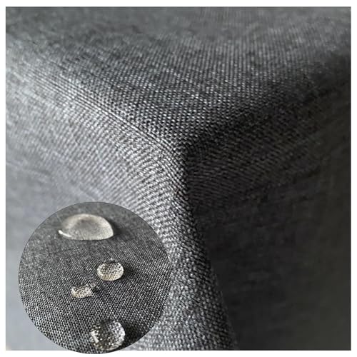 Hochwertige Tischdecke Stofftischdecke In und Outdoor Leinenlook wasserabweisend schmutzabweisend wetterfest Gartentischdecke Tafeldecke Tischtuch (Dunkelgrau, Oval 130x220cm) von Cleanlevel EST 2016