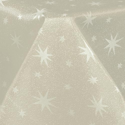 Hochwertige weihnachtliche Stofftischdecke mit Sternen Tischdecke Tafeldecke Tischtuch Bügelarm schnelltrocknend (Creme, Eckig 90x90cm) von Cleanlevel EST 2016