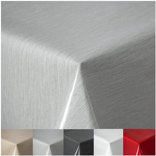 Wachstuchtischdecke Tischdecke abwaschbar PVC Plastik-Tischdecken Gartentischdecke RUND OVAL ECKIG Rechteckig Outdoor Wachs Tafeldecke (Hellgrau, Eckig 130x220cm) von Cleanlevel EST 2016