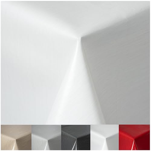 Wachstuchtischdecke Tischdecke abwaschbar PVC Plastik-Tischdecken Gartentischdecke RUND OVAL ECKIG Rechteckig Outdoor Wachs Tafeldecke (Weiss, Eckig 130x220cm) von Cleanlevel EST 2016