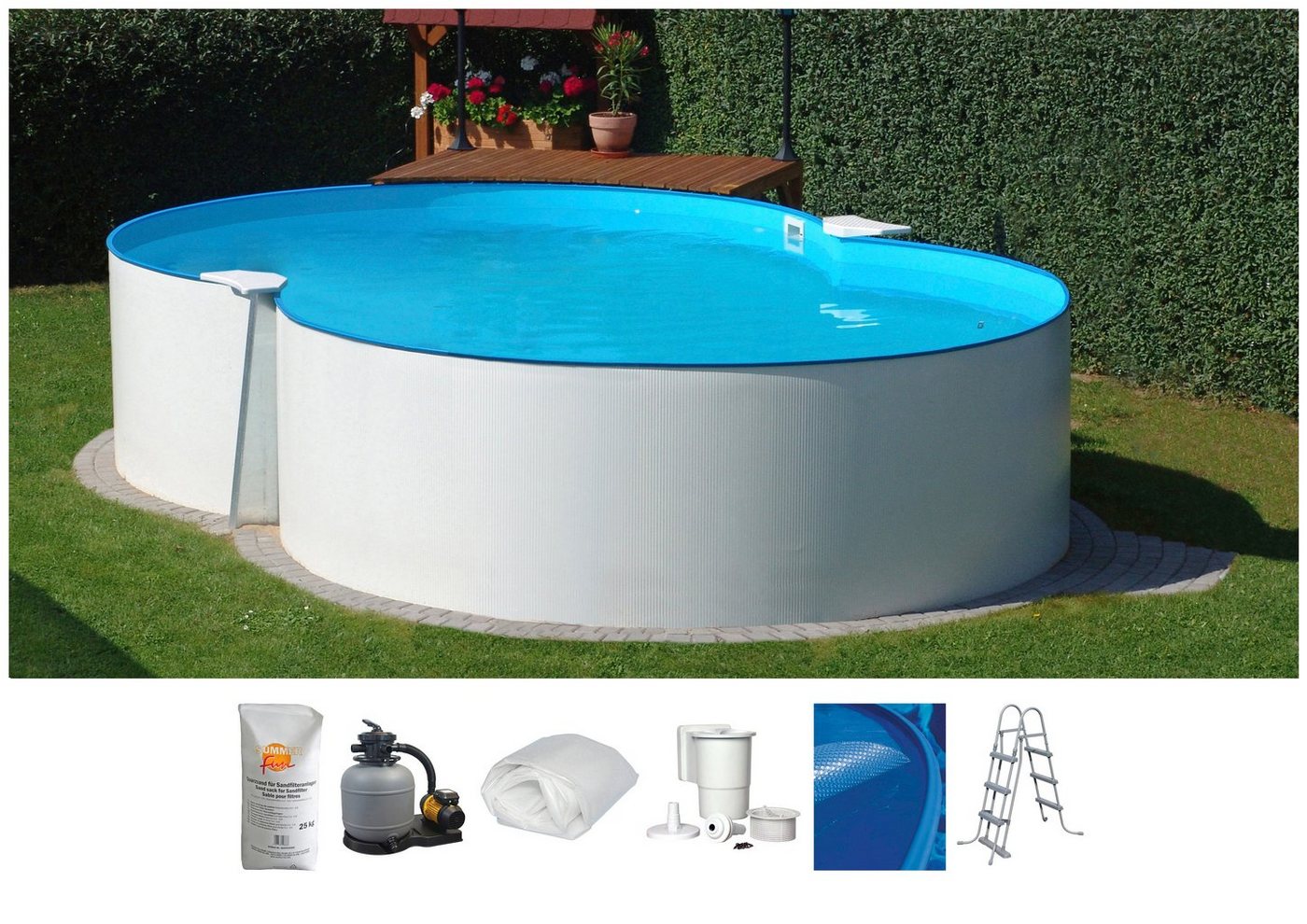 Clear Pool Achtformpool (Set, 7-tlg), 4,7x3x1,2 m inkl. Sicherheitsleiter von Clear Pool