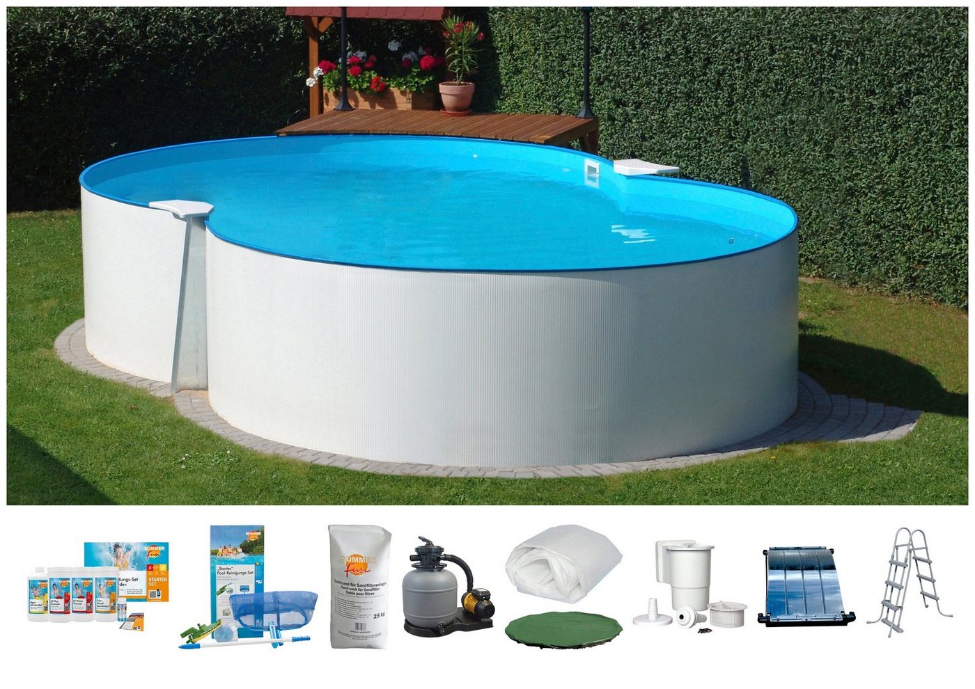 Clear Pool Achtformpool (Set, 8-tlg), 470x300x120 cm inkl. Solarset von Clear Pool