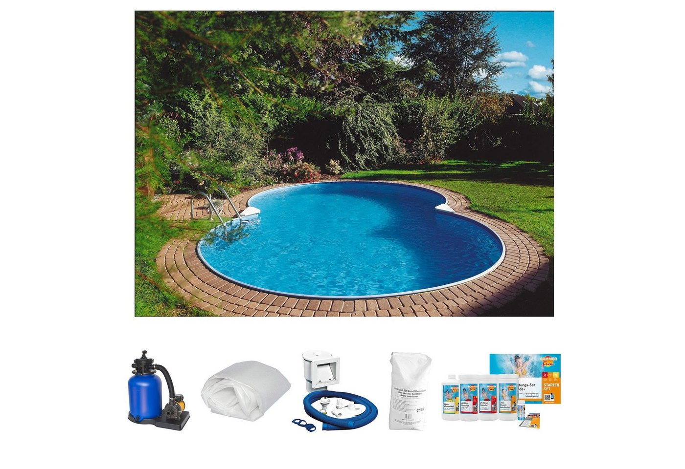 Clear Pool Achtformpool Premium Mallorca (Set), inkl. umfangreichem Zubehör BxLxH: 300x470x120 cm von Clear Pool