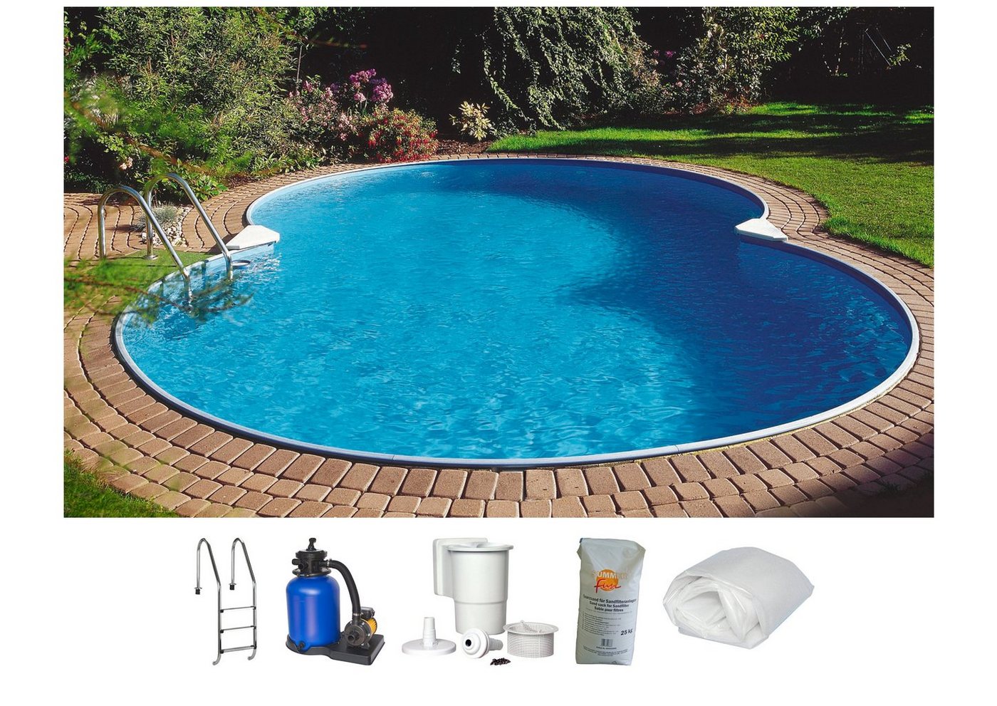 Clear Pool Achtformpool (Set, 6-tlg), 300x470x120 cm für den Volleinbau von Clear Pool