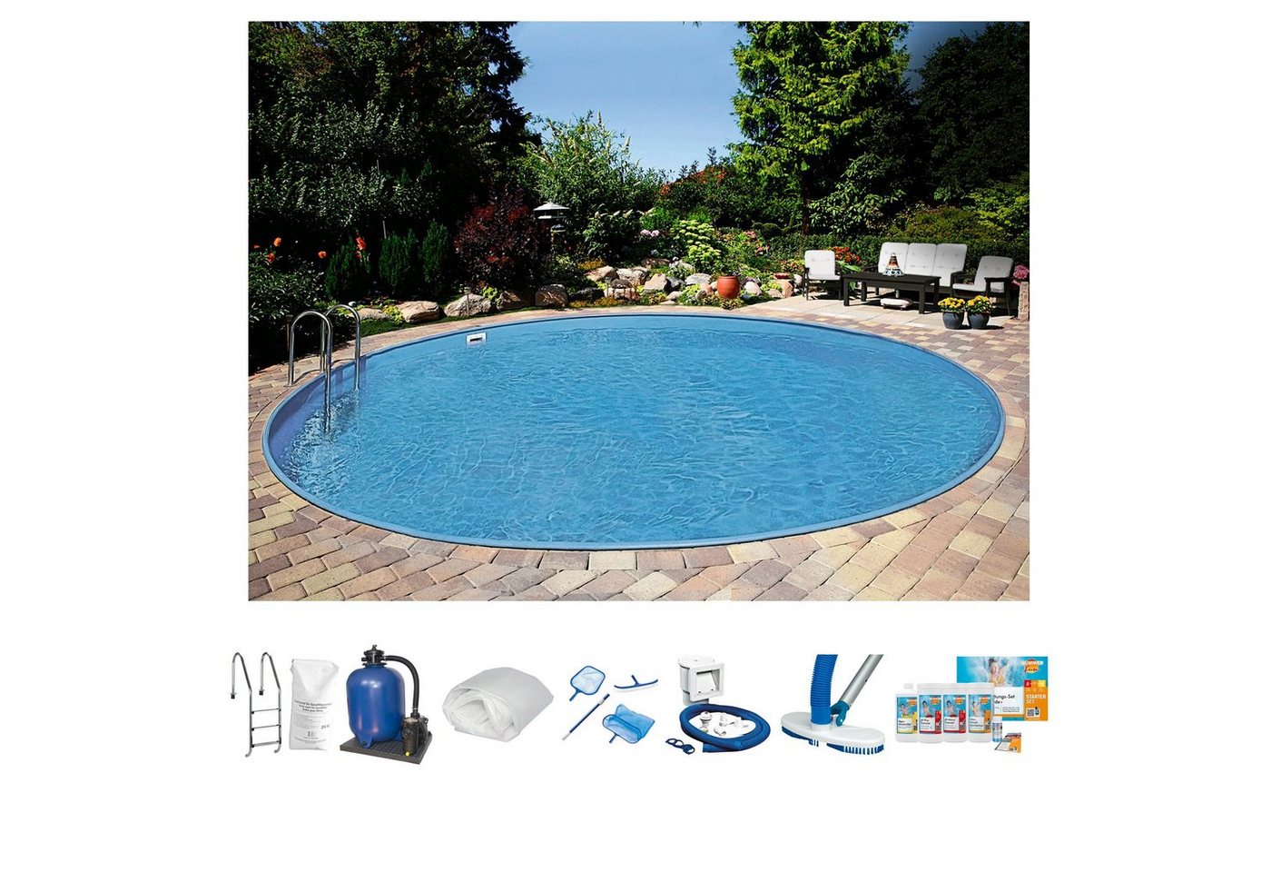 Clear Pool Rundpool Premium Ibiza (Set, 9-tlg), inkl. umfangreichem Zubehör ø500x150 cm von Clear Pool