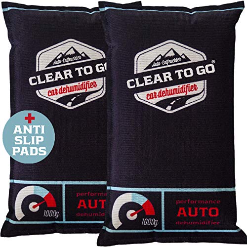 Clear To Go Auto Entfeuchter - Entfeuchter Kissen Für Beschlagene Autoscheiben - Luftentfeuchter für das Auto - 1kg x 2 Silikagel Auto, Wohnmobile - Feuchteabsorber von Clear To Go