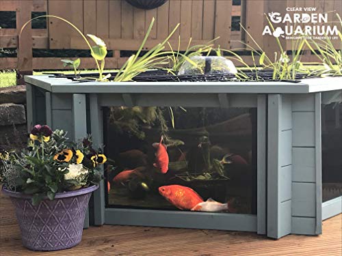 Garten-Aquarium Lily, klare Sichtfenster, mit Springbrunnen/UV-Filter, Gartenteich mit hohen Seitenwänden, Set - Seagrass Green von Clear View Garden Aquarium