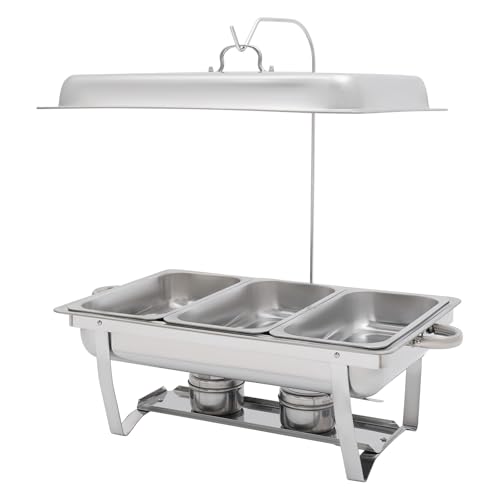 Chafing Dish, Edelstahl Speisenwärmer mit Deckel, Warmhaltebehälter Essen, Tablett-Büffetwärmer, Wärmebehälter für Buffet Catering Gastro und Party von ClearFragrans