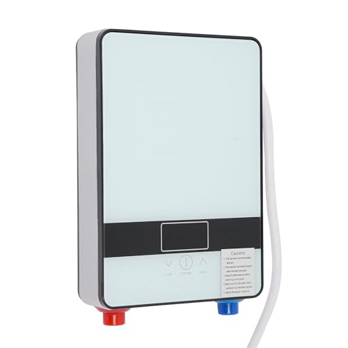 Elektronischer Durchlauferhitzer, Elektrische Warmwasserbereiter mit Handbrause und LCD Temperaturanzeige, Betriebstemperatur 30-55°C, für Dusche, Badezimmer, 18.6x5.7x27.7cm, Weiß von ClearFragrans