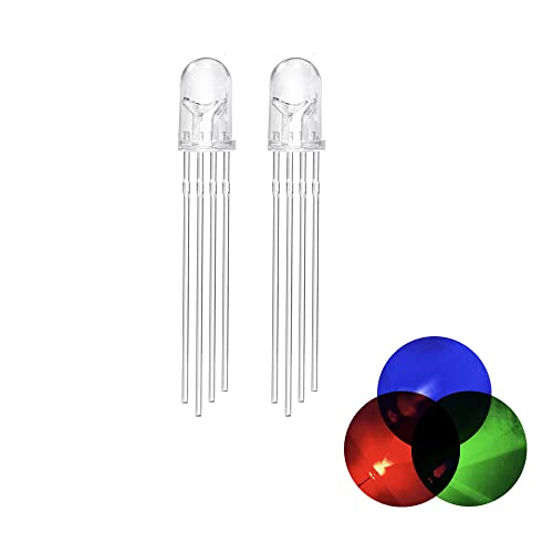100 Stück 5mm LED Leuchtdiode gemeinsame Kathode 4 Pin RGB Dreifarbig (Rot/Grün/Blau) Klare transparente runde LED Lampen Elektronikkomponenten Anzeige Leuchtdioden von Cleiscry