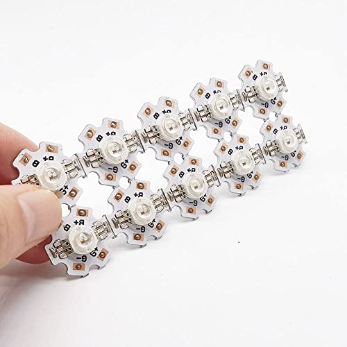 Cleiscry 10 Stück 3 W 3 x 1 W RGB Farbe High Power LED Light Emitter 4 Pins / 6pin with 20mm Star Base (6pin RGB LED with PCB) von Cleiscry