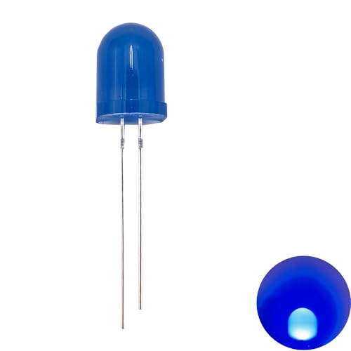 Cleiscry 50 Stück 10mm blau gestreute LED-Dioden lichter farbige Linse mattiert rund DC 3V 20mA Glühbirne Lampen Elektronikkomponenten Anzeige Leuchtdioden von Cleiscry