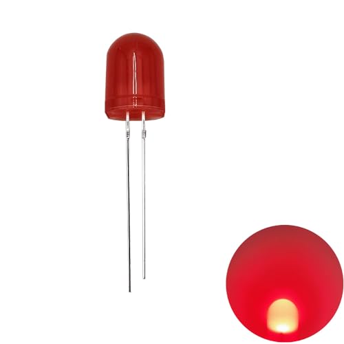 Cleiscry 50 Stück 10mm rot gestreute LED-Dioden lichter farbige Linse rund DC 2V 20mA Glühbirne Lampen Elektronikkomponenten Anzeigeleuchtdioden von Cleiscry