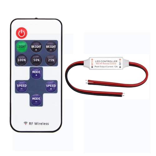 Cleiscry Einfarbiger Dimmer Tasten LED Streifen Controller Mini-Dimmer RF Fernbedienung DC 5V 12V 24V Controller für LED von Cleiscry