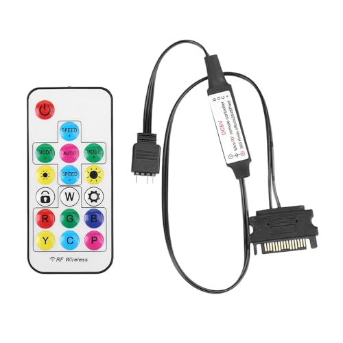 Cleiscry Mini 5V 17 Tasten ARGB Controller LED Lichtstreifen Fernbedienung Einfacher Dimmer 3 Pin zu SATA für PC Computer Case Beleuchtung von Cleiscry