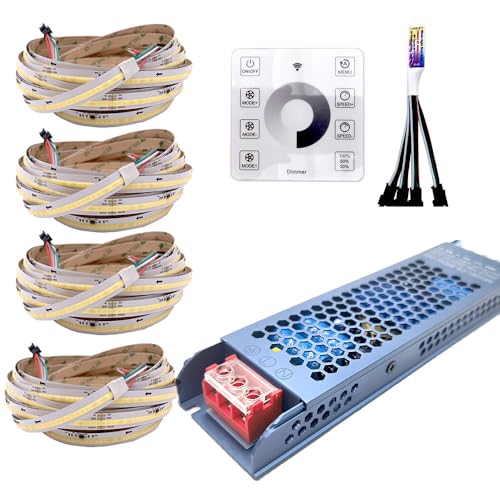 WS2811 IC COB Pferderennen jagen LED Stirp DC24V COB fließendes Wasser fließendes Pixel-Bandlicht mit RF Wireless Touch Controller (20 meter set, weißes Licht (6000K)) von Cleiscry