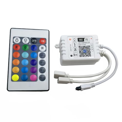 LED Smart WiFi Controller IR 4 PIN RGB Fernbedienung mit 24 Tasten LED Steuerung 2 way output 12v- 24v mit Alexa und Google Home für RGB Strip 2835 5050 Streifen 20 Dynamische Modi von Cleiscry