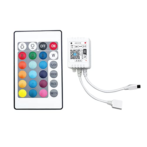 Smart RGB WiFi Controller DC12-24V für LED RGB Strip Kompatibel mit Alexa, Google Home und Siri, APP Steurung, Wecker, Fernbedienung Arbeiten, 20 Dynamische Modi (Single output) von Cleiscry
