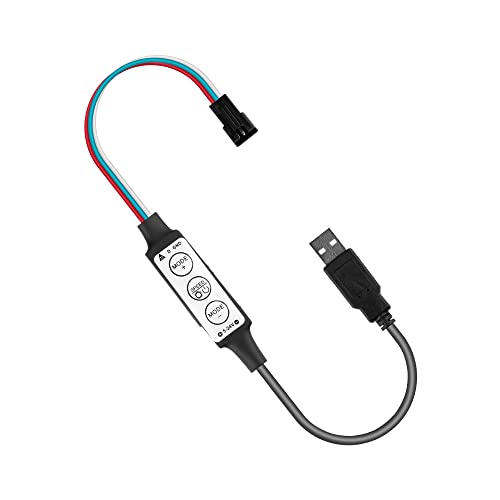 USB SP002E WS2812B WS2811 RGB LED Strip Controller USB / 3Pin Snap-in JST Connector Mini 3 Tasten für Pixel LED Strip Light DC5V-24V von Cleiscry