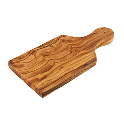 Cleminson 22 x 10 cm Olivenholz kleines Brett für Cocktailbar Kräuter Knoblauch Obst Hacken & Servieren inkl. Griff von Cleminson