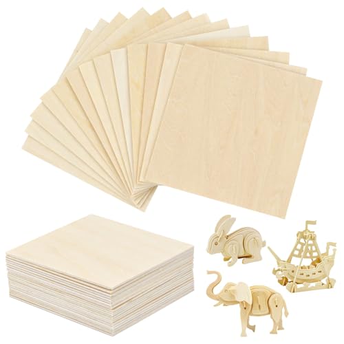 20 Stk Holzplatte Sperrholz, 100 x 100 x 1.5mm Dünne Sperrholzplatte, Balsa Holz Platten, Unvollendete Holz Linde Bastelbrett, Holzplatte Rechteck, für DIY Modell, Kunst und Handwerk, Gemälde 20 Stk Holzplatte Sperrholz, 100 x 100 x 1.5mm Dünne Sperrholzplatte, Balsa Holz Platten, Unvollendete Holz Linde Bastelbrett, Holzplatte Rechteck, für DIY Modell, Kunst und Handwerk, Gemälde von Cleminsta