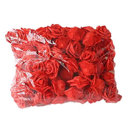 Clenp Künstliche Blume, 100 Stück Künstliche Blume Schöne Einfarbige PE-Schaum Hochzeitssimulationsschaum Rose Für Party rot 100St von Clenp