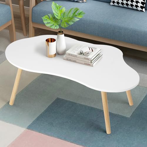 Computertisch, kleiner Couchtisch, moderner Teetisch aus der Mitte des Jahrhunderts, Wohnzimmermitte, minimalistischer Couchtisch mit Wolkenform (weiß) von Clenp