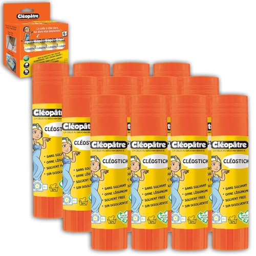 Cléopatre - Cléostick - 12 Klebestifte Transparent - Ideal für Schularbeiten ab 6 Jahren - Leicht und präzise aufzutragen - Lösungsmittelfrei -12x8g Cléopatre - Cléostick - 12 Klebestifte Transparent - Ideal für Schularbeiten ab 6 Jahren - Leicht und präzise aufzutragen - Lösungsmittelfrei -12x8g von Cléopâtre