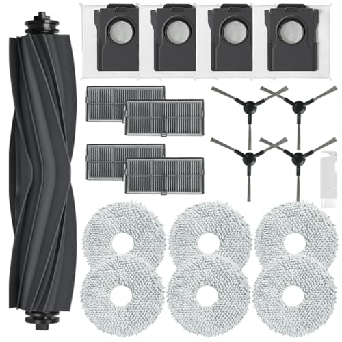 Cleptorize Zubehör für Dreame L10s Pro Ultra Heat/ L10s Ultra Gen 2, Ersatzteile Set für Dreame X30 Ultra, 1 Hauptbürste, 4 Staubbeutel, 6 Wischtücher, 4 Seitenbürsten, 4 Filter, 1 Reinigungsbürste von Cleptorize