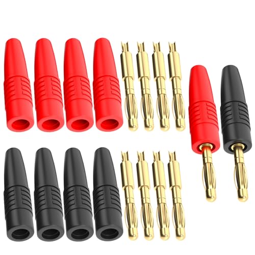 Cleqee 10 Stück 4mm Bananenstecker männlicher Stecker vergoldet Löttyp Adapter für DIY elektrische Prüfung von Cleqee