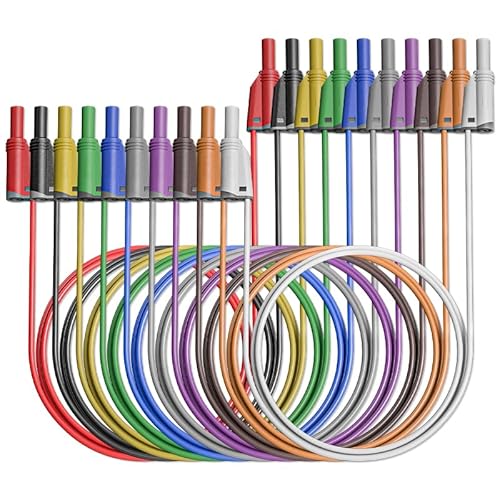 Cleqee 10 Stück Bananenstecker Silikon Messleitungen 4mm voll isoliert Sicherheit ummantelt stapelbar Bananenstecker weichen Draht Verlängerungskabel für Multimeter von Cleqee